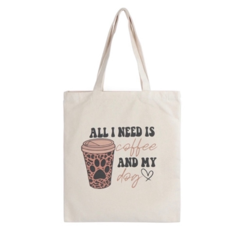 Riah Fashion All I Need is Coffee and My Dog Tote Bag - Picture 1 of 6